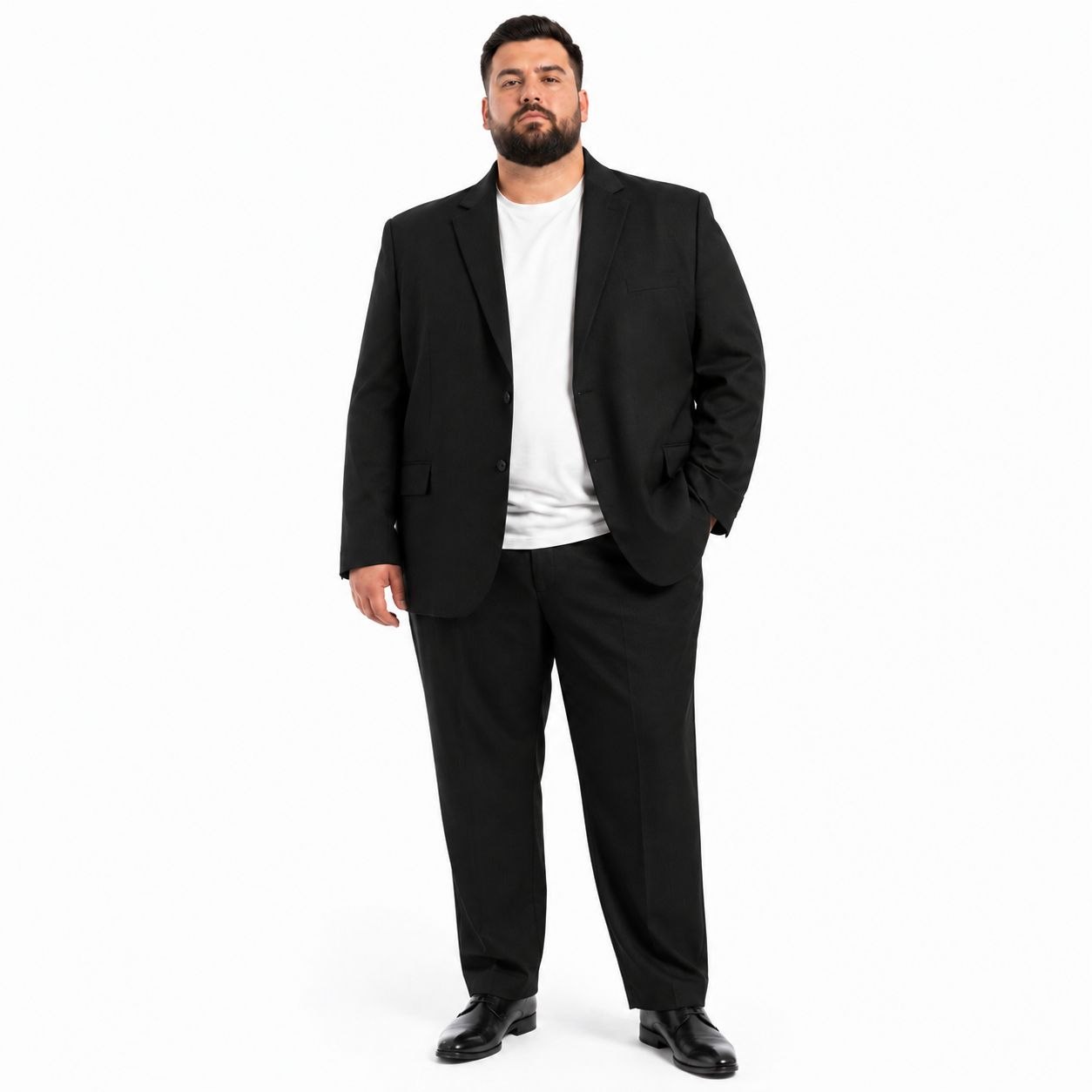 Black big size classic suit in black | Flamingo Fits