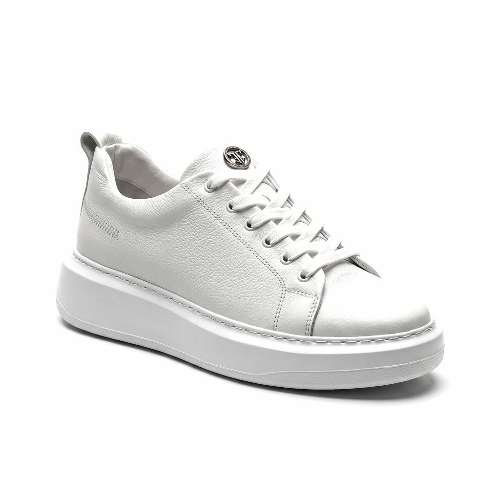 Torino white leather sneakers in white | Flamingo Fits