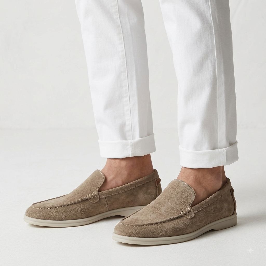Beige suede monte carlo loafer in beige | Flamingo Fits