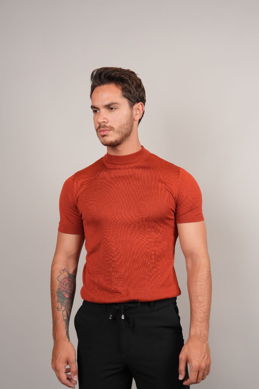 M & Men knitted mock- neck tshirt