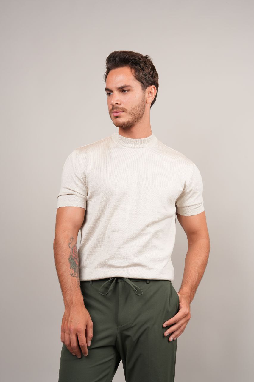 M & Men knitted mock- neck tshirt
