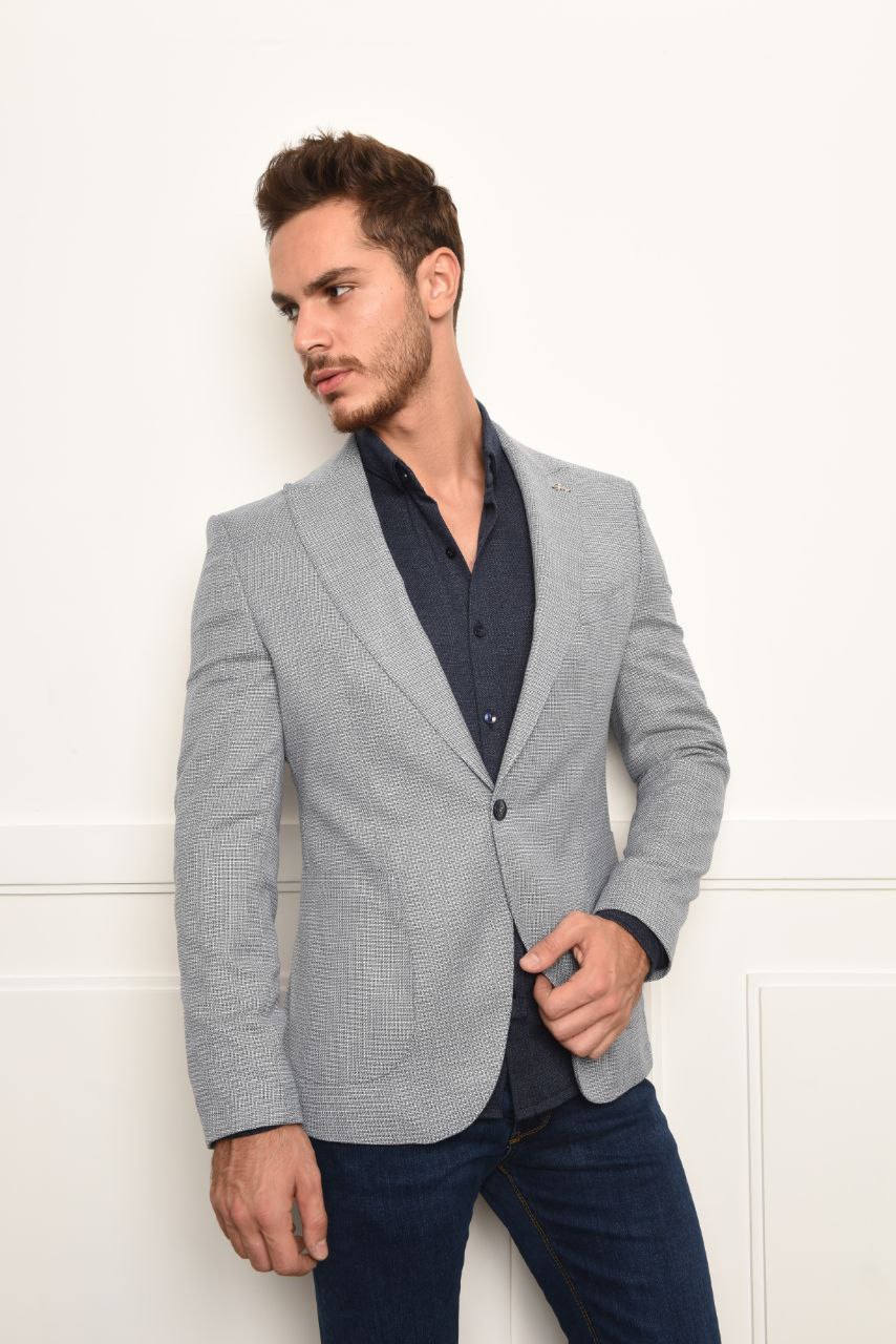 Frappo pointed blazer in grey | Flamingo Fits