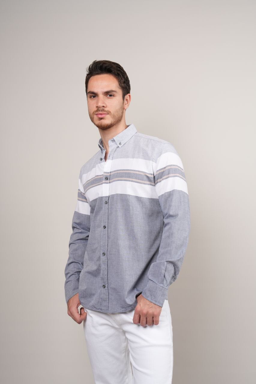 dyno striped casual grey shirt