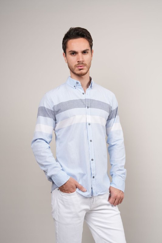 dyno striped blue shirt