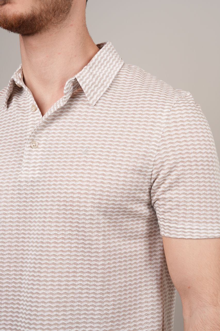 jack beige striped polo neck