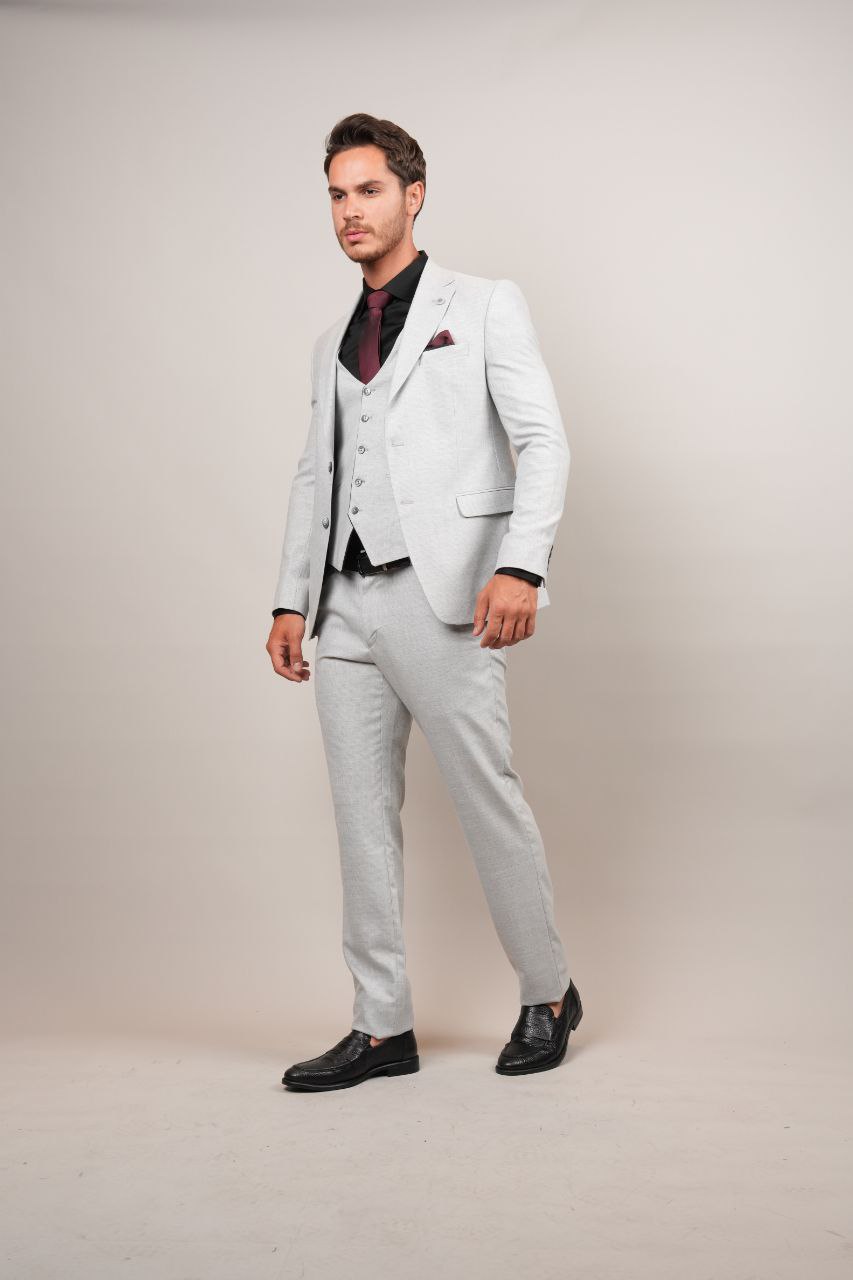 Grey double faced vested suit in grey | Flamingo Fits