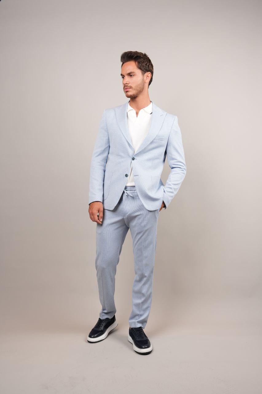 Blue Two-Piece Striped Suit