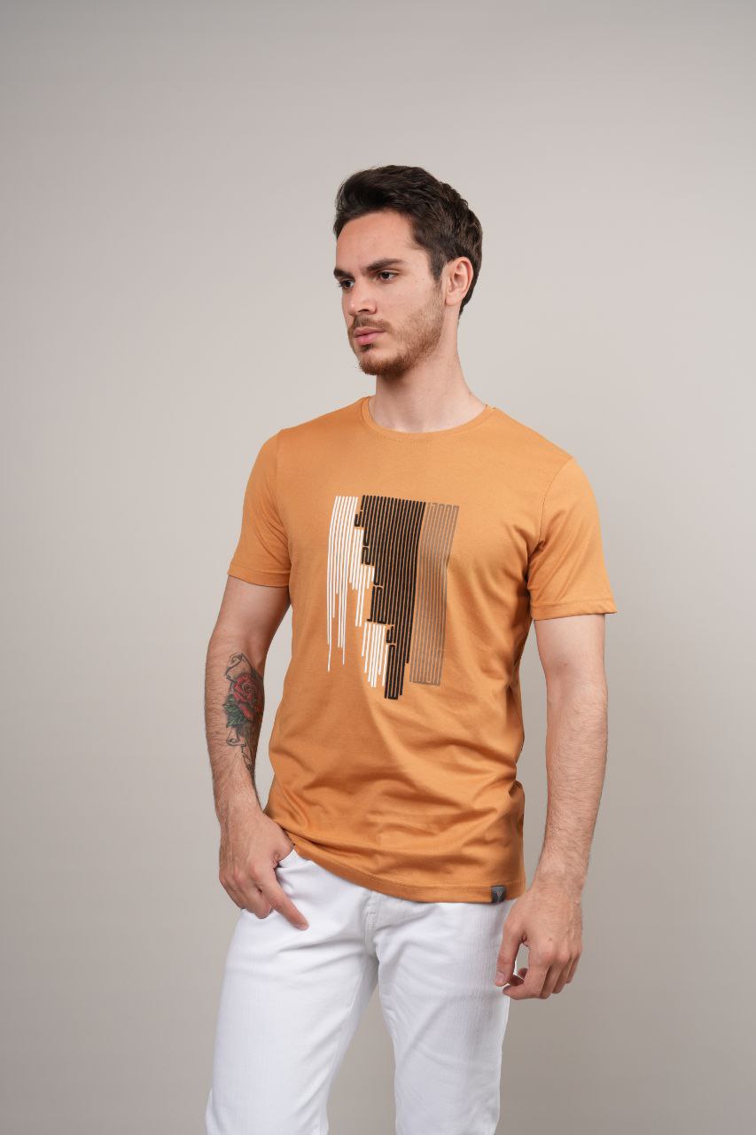 ray mustard printed cotton tshirts