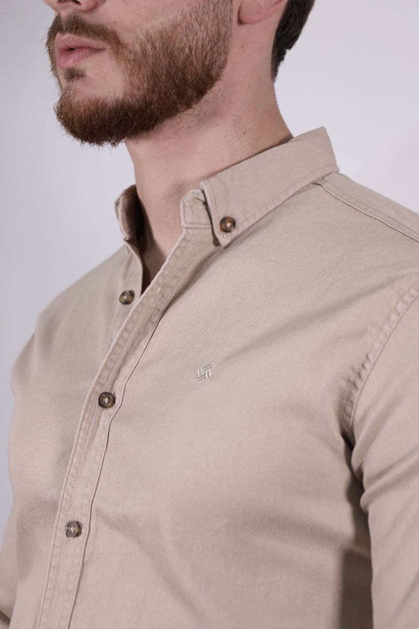 Senzy beige curduroy shirt in beij | Flamingo Fits