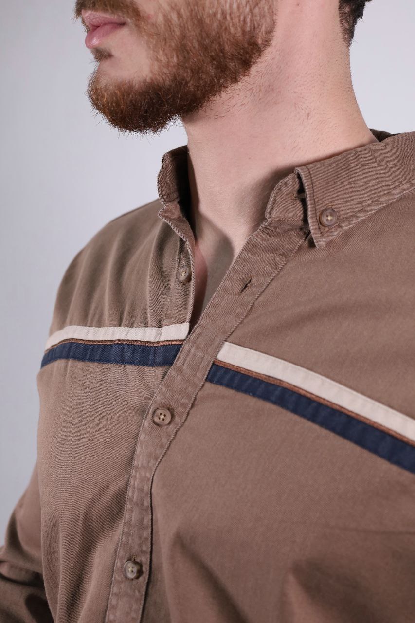 senzy one line paneled brown shirt