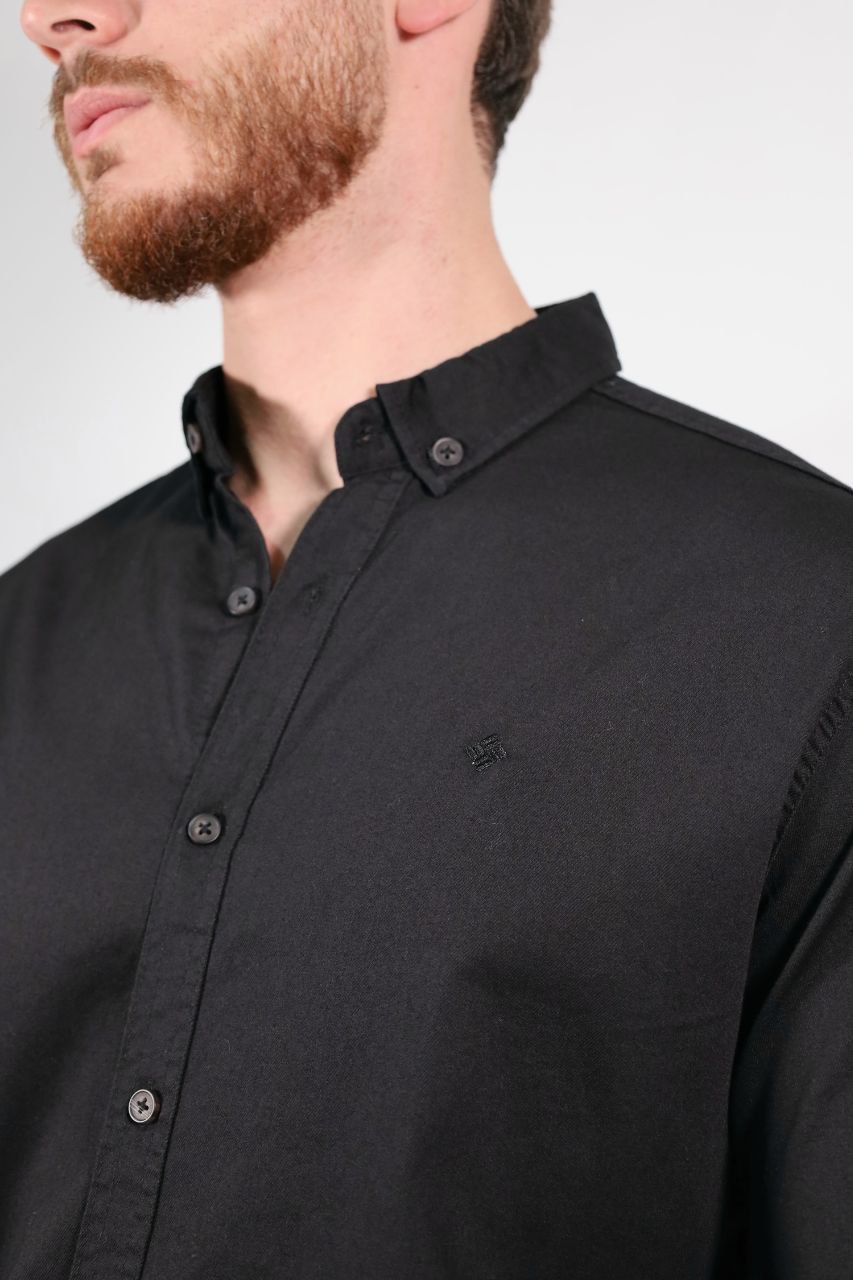 Senzy big size black curduroy shirt in black | Flamingo Fits