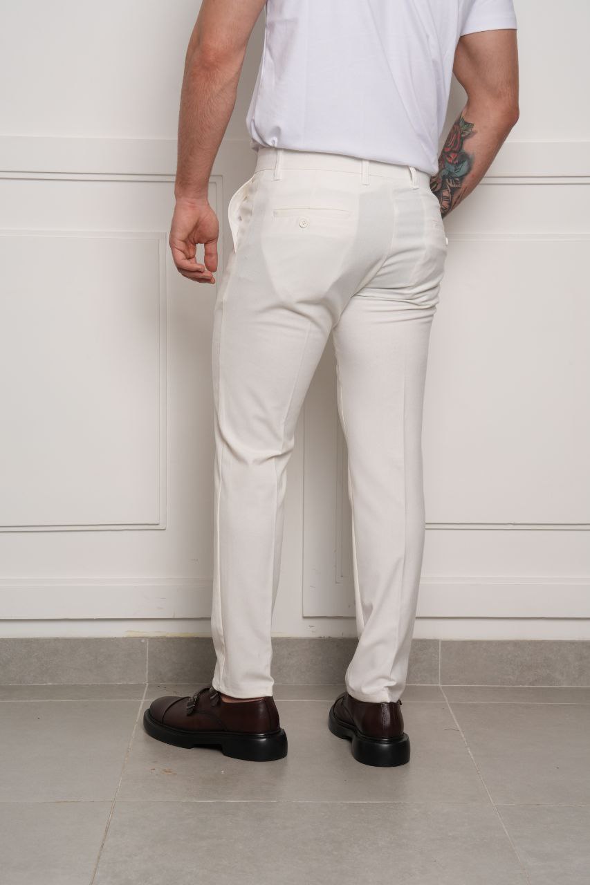 White rena formal chino pants in white | Flamingo Fits