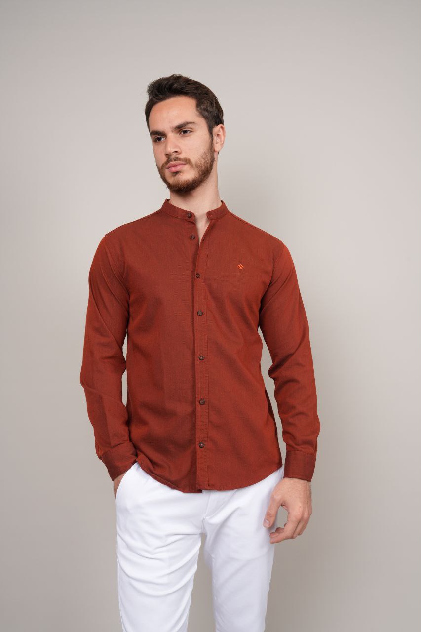 Senzy brick mandarine shirt in brique | Flamingo Fits