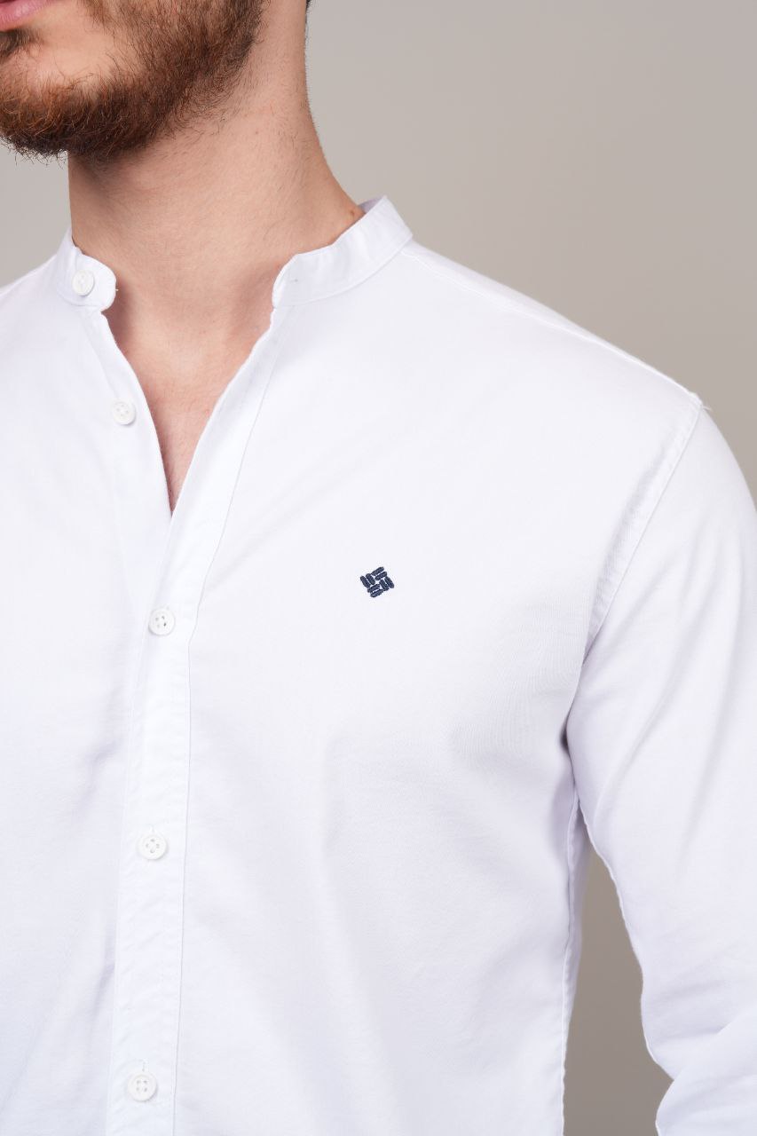 Senzy white mandarine shirt in white | Flamingo Fits