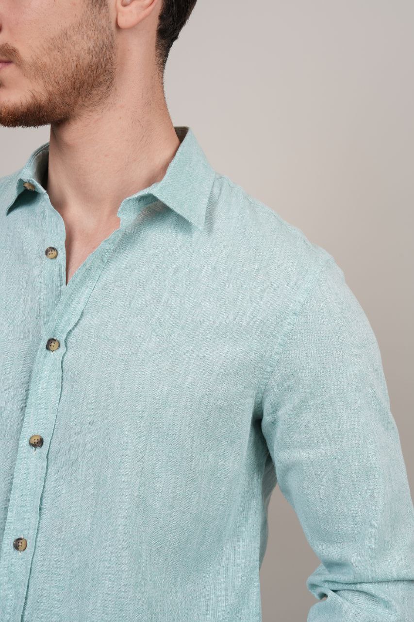 Mint aqua plain linen shirt in mint aqua | Flamingo Fits