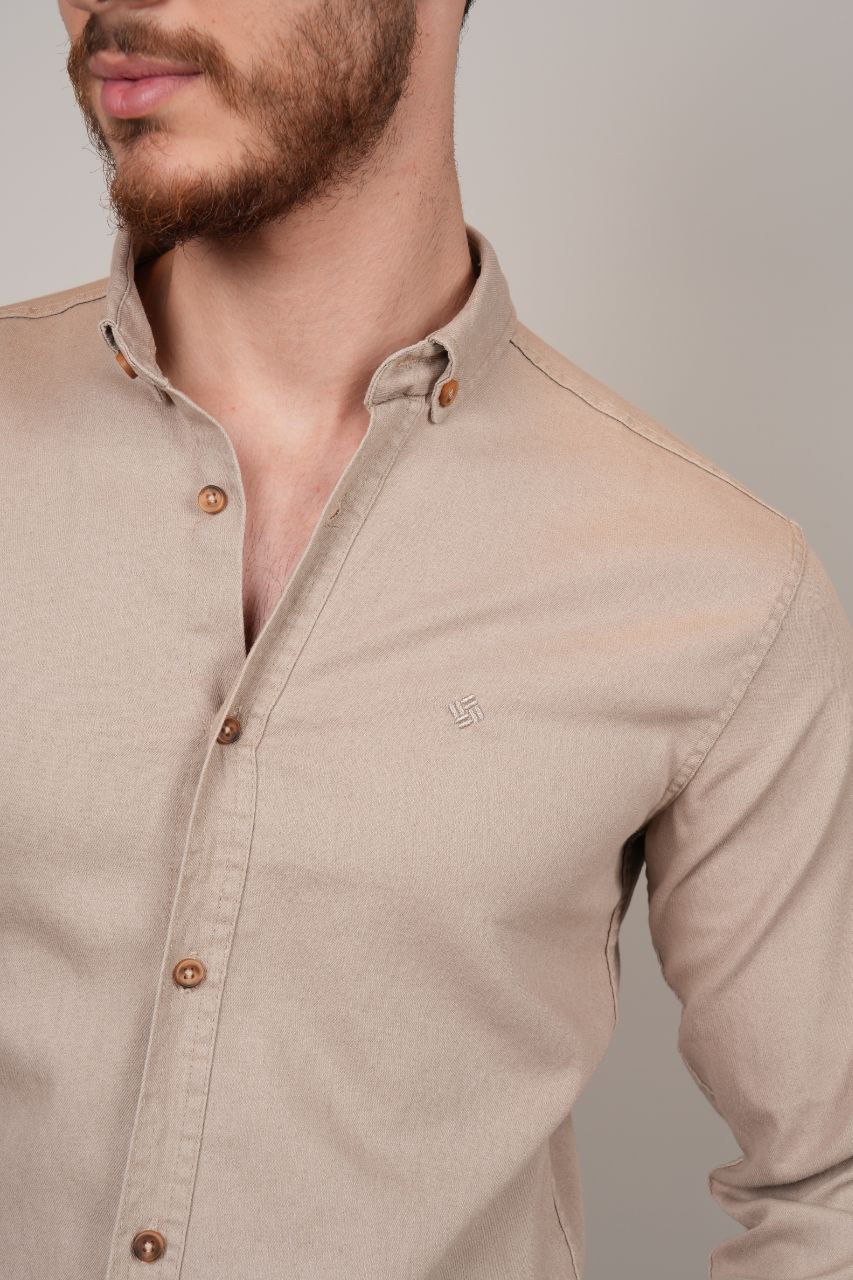 SENZY BIG SIZE BEIGE CURDUROY SHIRT
