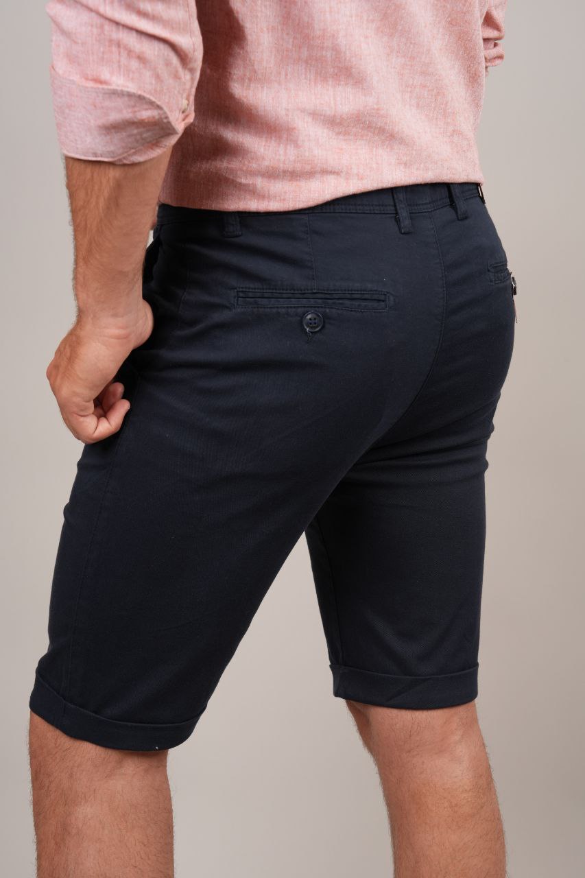 Navy strech chino short in navy | Flamingo Fits