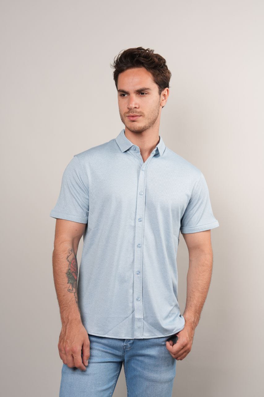 BLUE BREATHABLE TRAVEL SHORT SLEEVE SHIRT