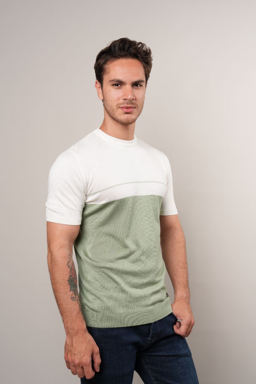 Mint aqua half way knit round neck tshirt in mint aqua | Flamingo Fits