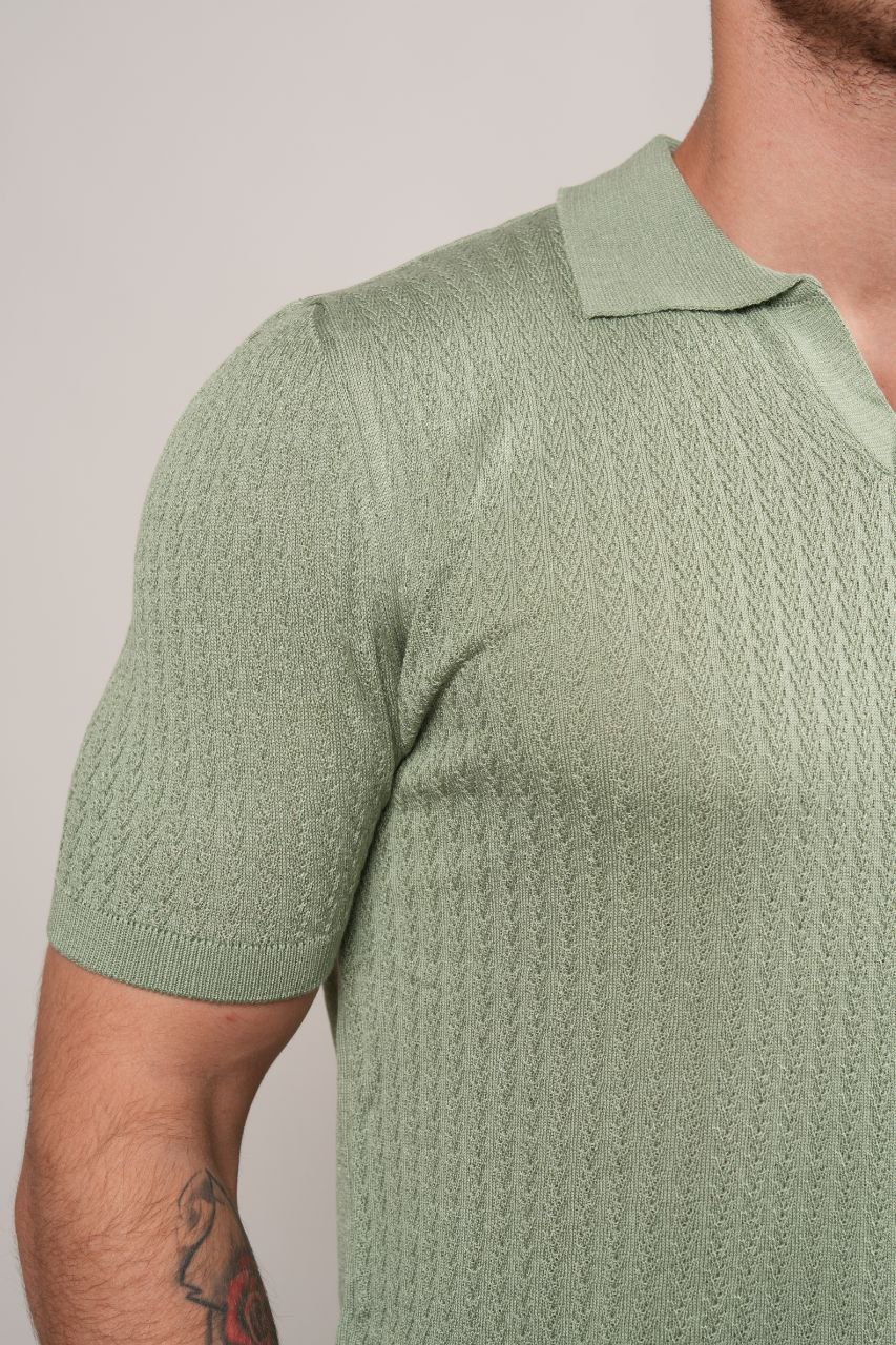 MINT AQUA REVIVO KNITTED POLO NECK TSHIRT