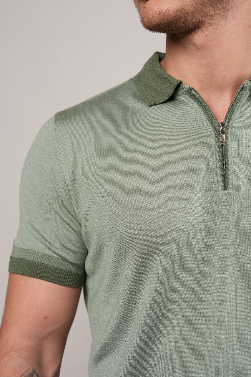 Mint aqua casual two-tone polo neck in mint aqua | Flamingo Fits