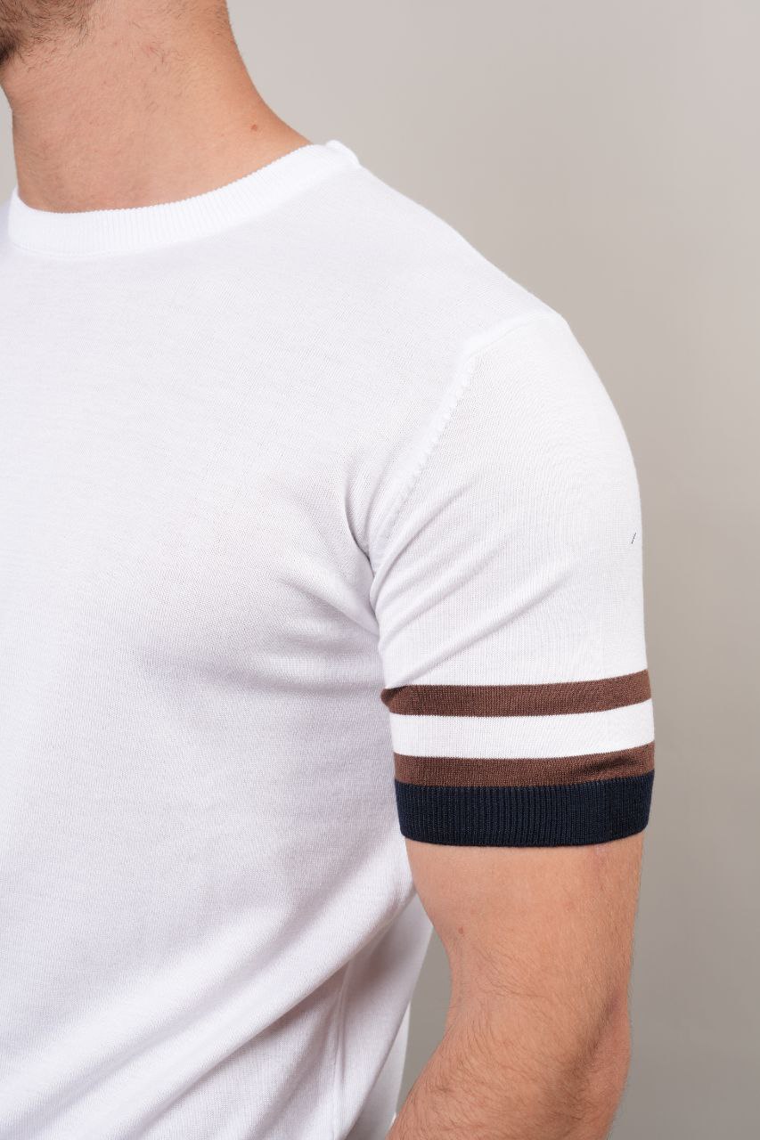 White powell fine-knit tshirt in white | Flamingo Fits