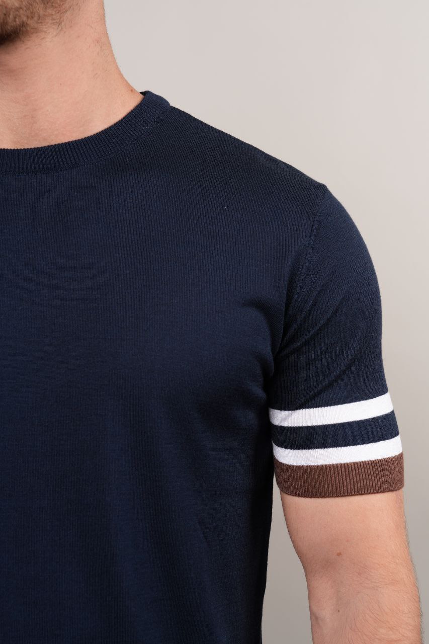 Navy powell fine-knit tshirt in navy | Flamingo Fits