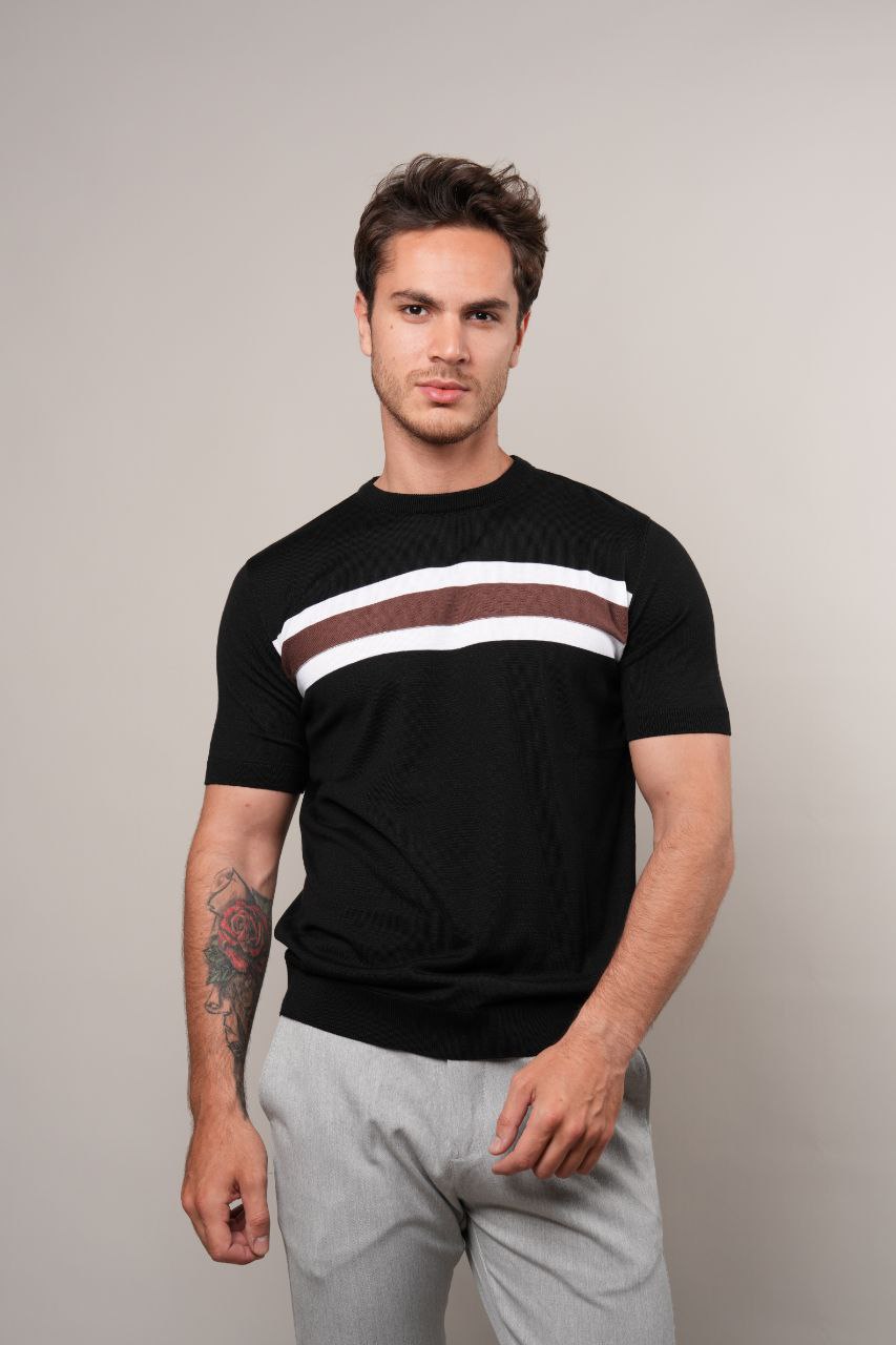 Black tiburt fine knit tshirt in black | Flamingo Fits