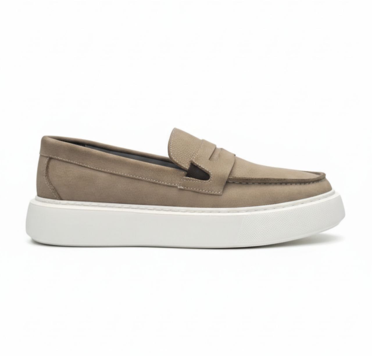 Beige pearl penny loafer in beij | Flamingo Fits