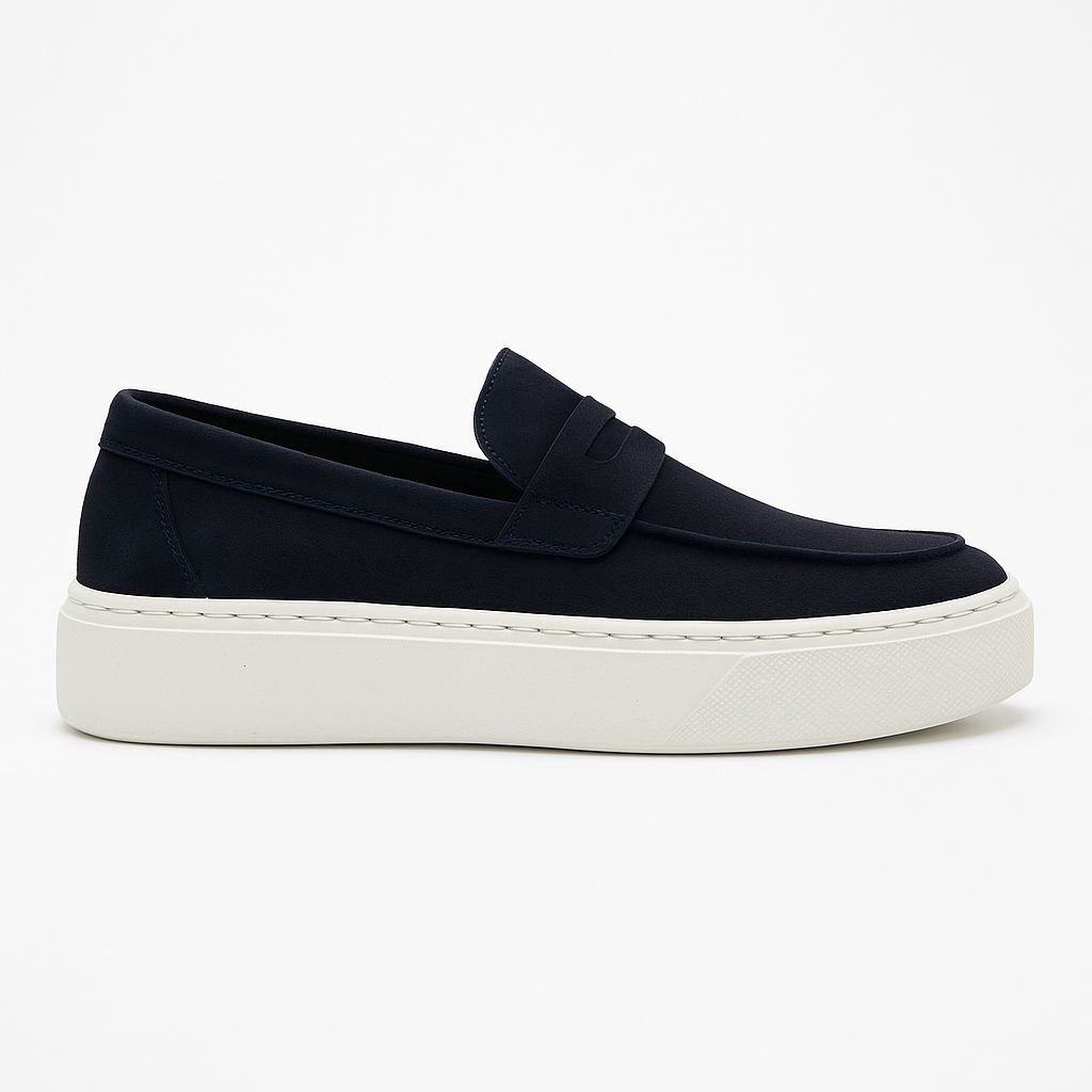 Navy pearl penny loafer in navy | Flamingo Fits