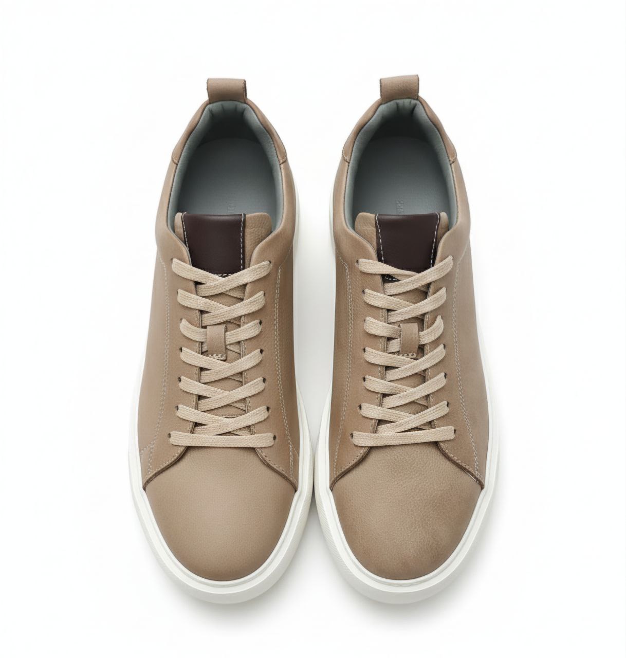 Beige Nubuck High Sole Trainer