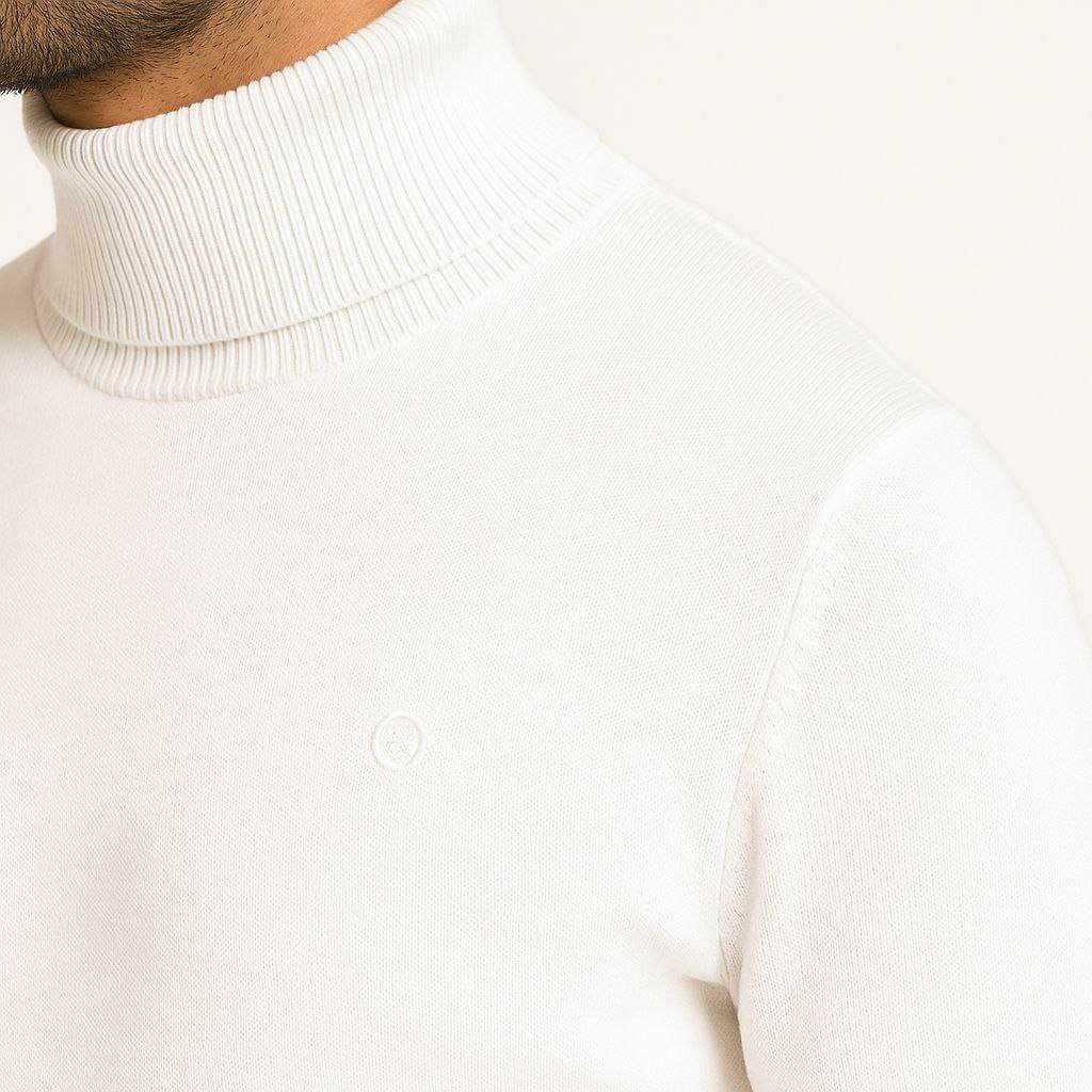 White Basic Turtle-Neck Knit Sweater