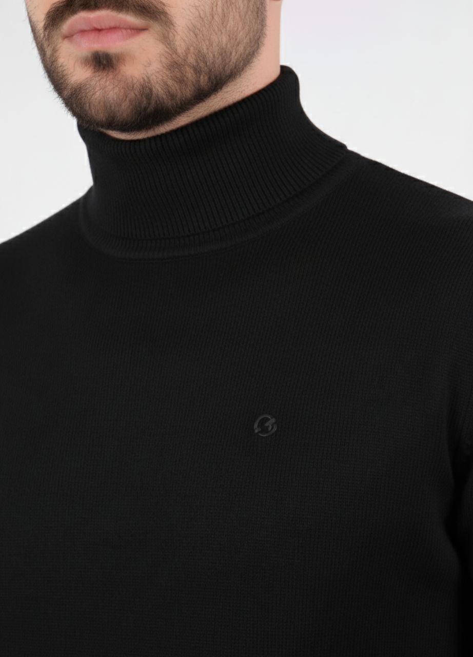 Black Basic Turtle-Neck Knit Sweater