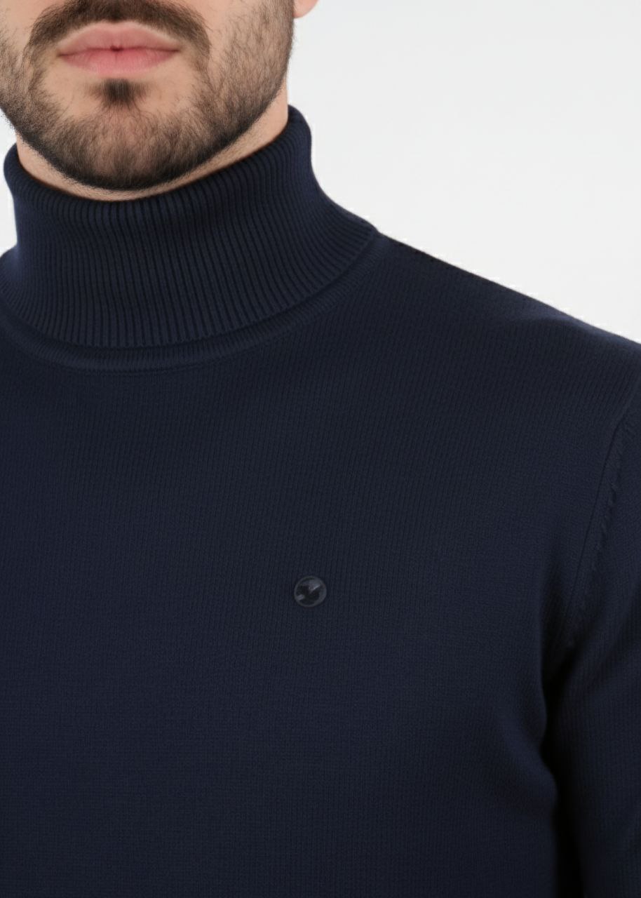 Navy Basic Turtle-Neck Knit Sweater