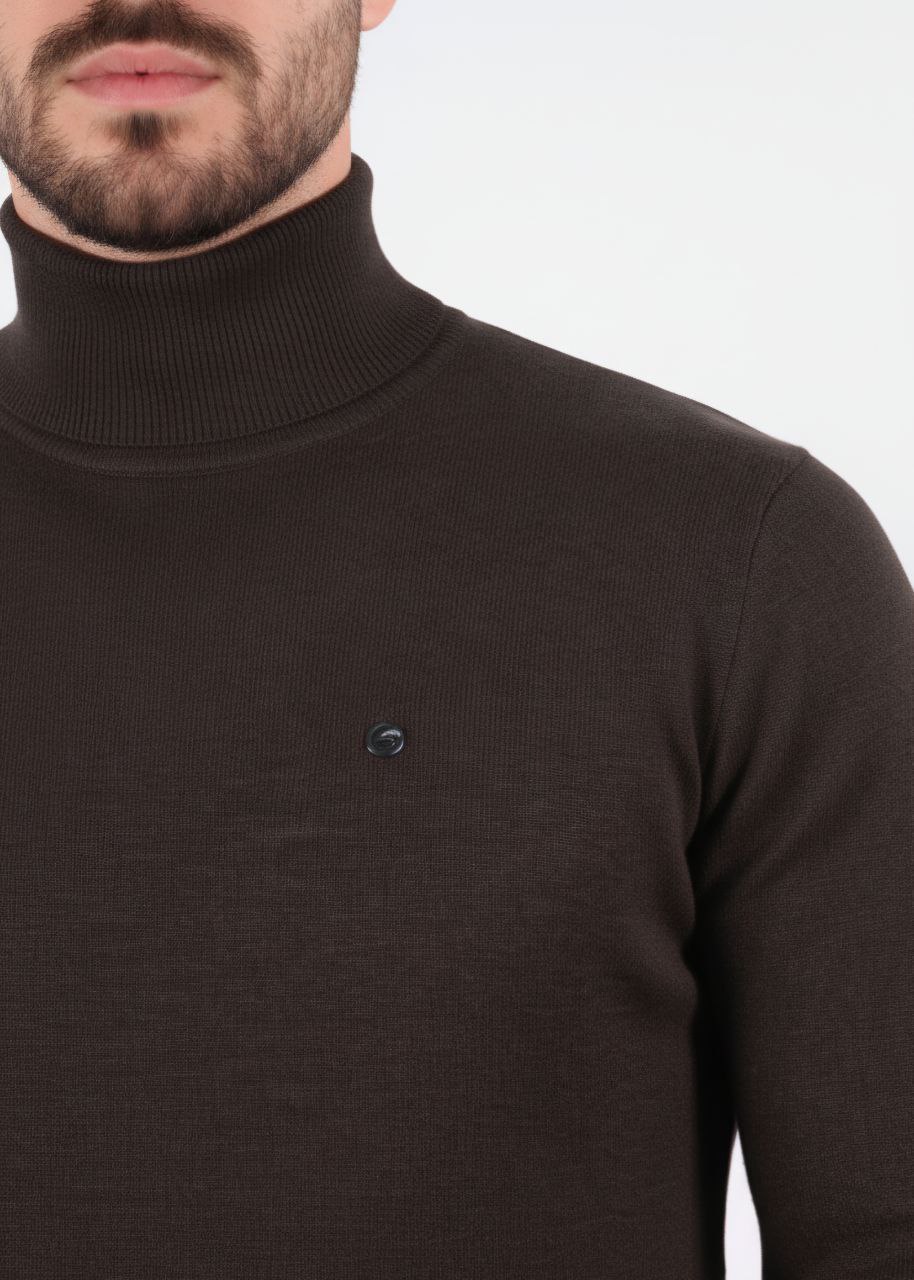 Brown Basic Turtle-Neck knit Sweater