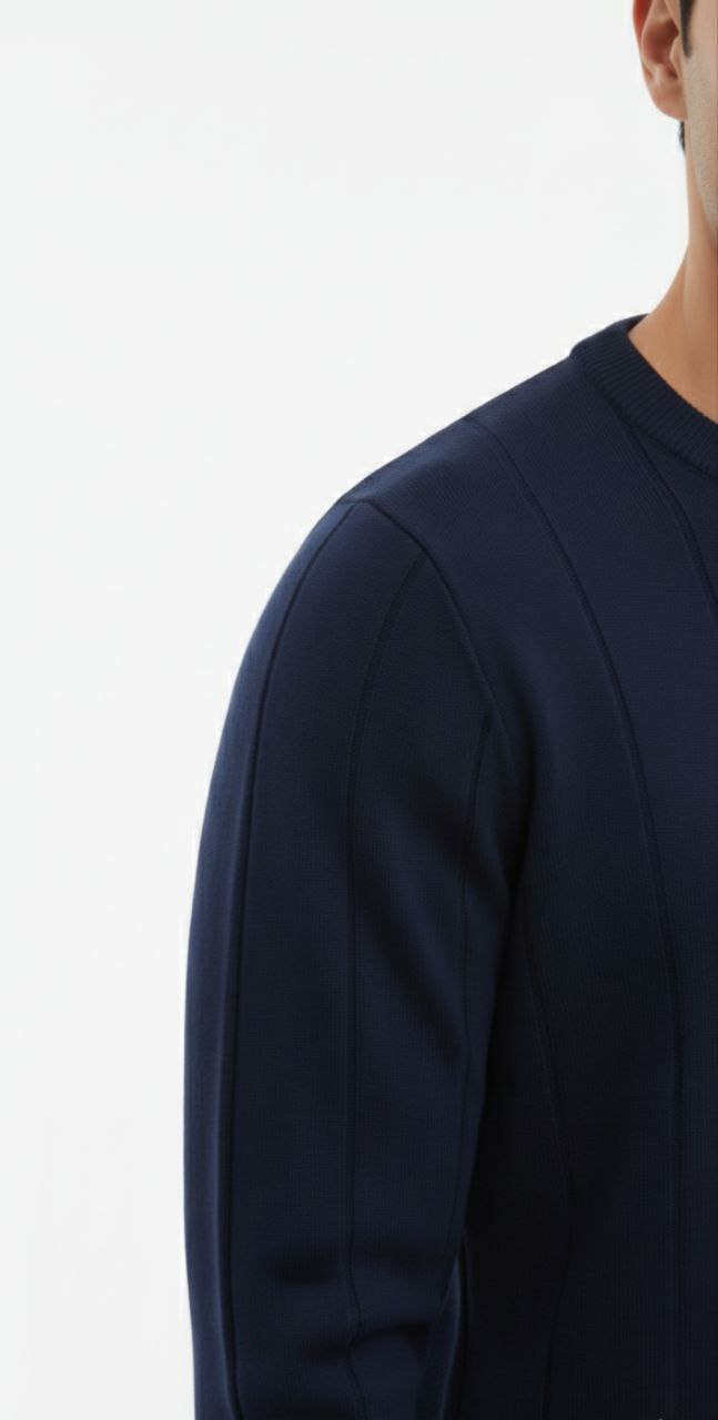 Navy milan rib crew neck sweater in navy | Flamingo Fits