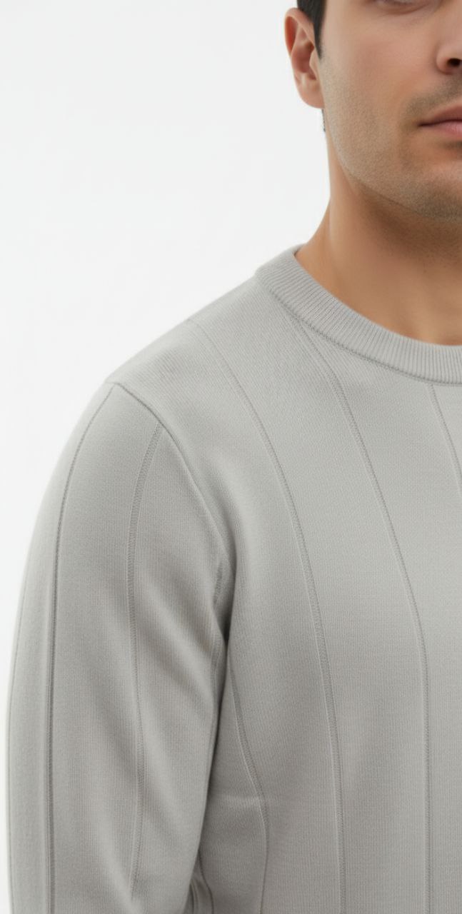 Grey milan rib crew neck sweater in grey | Flamingo Fits