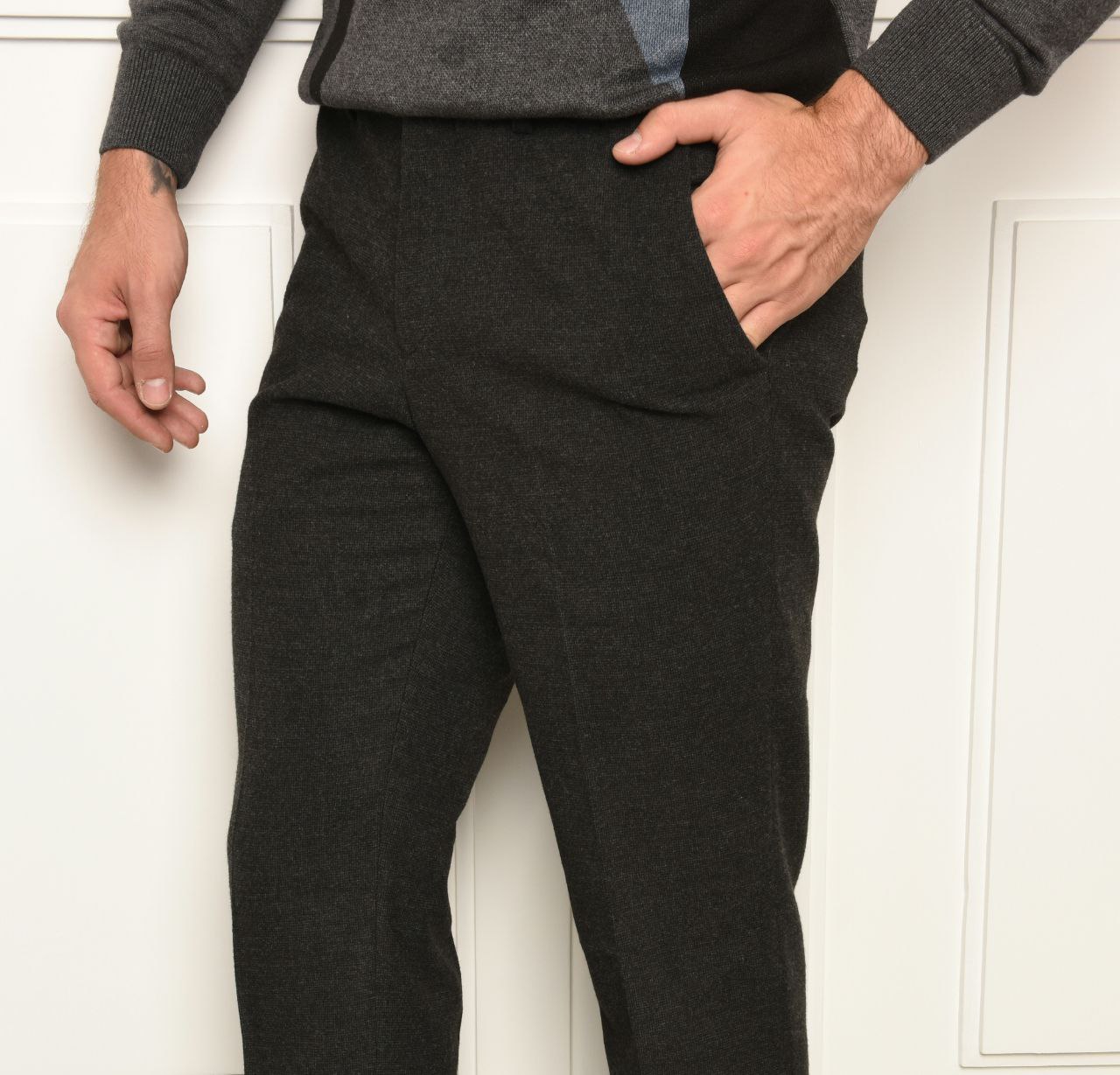 Black Seersuker Trouser Pant