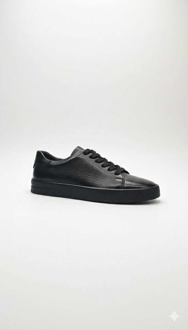 Full Black Back Leather Sneakers