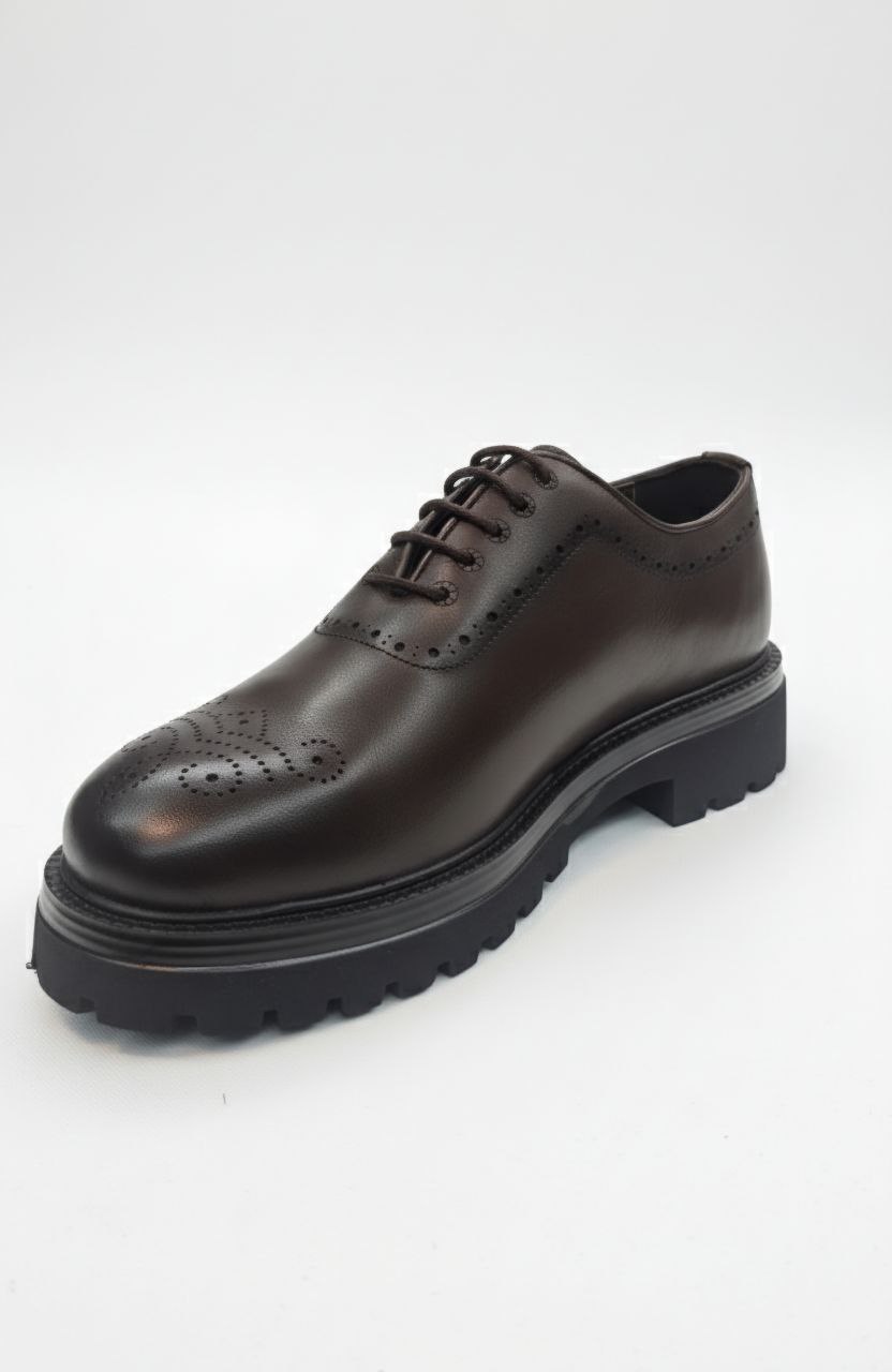 Classic brown brogue rugged shoes in brown | Flamingo Fits