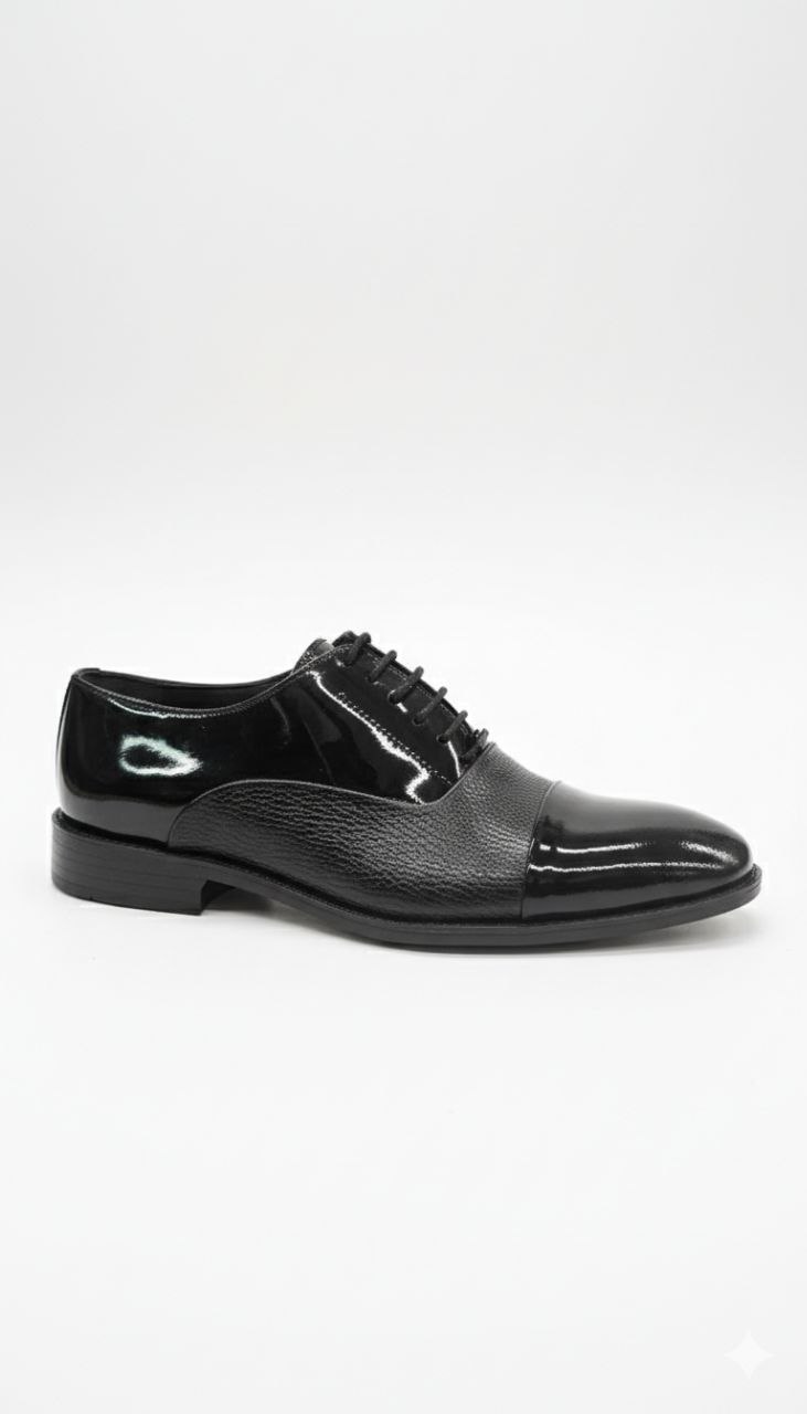 Black glossy classic derby shoes in black glossy | Flamingo Fits
