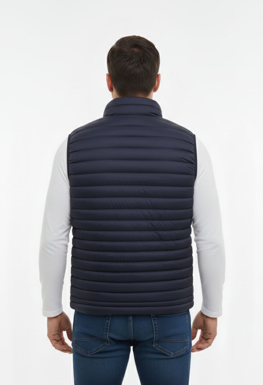 Navy quilted puffer vest in navy | Flamingo Fits