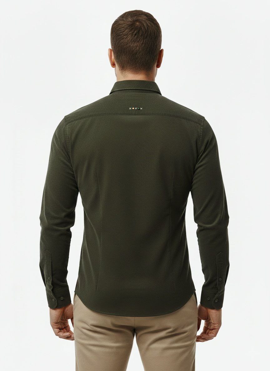 Olive ridge button-down shirt in zayte | Flamingo Fits