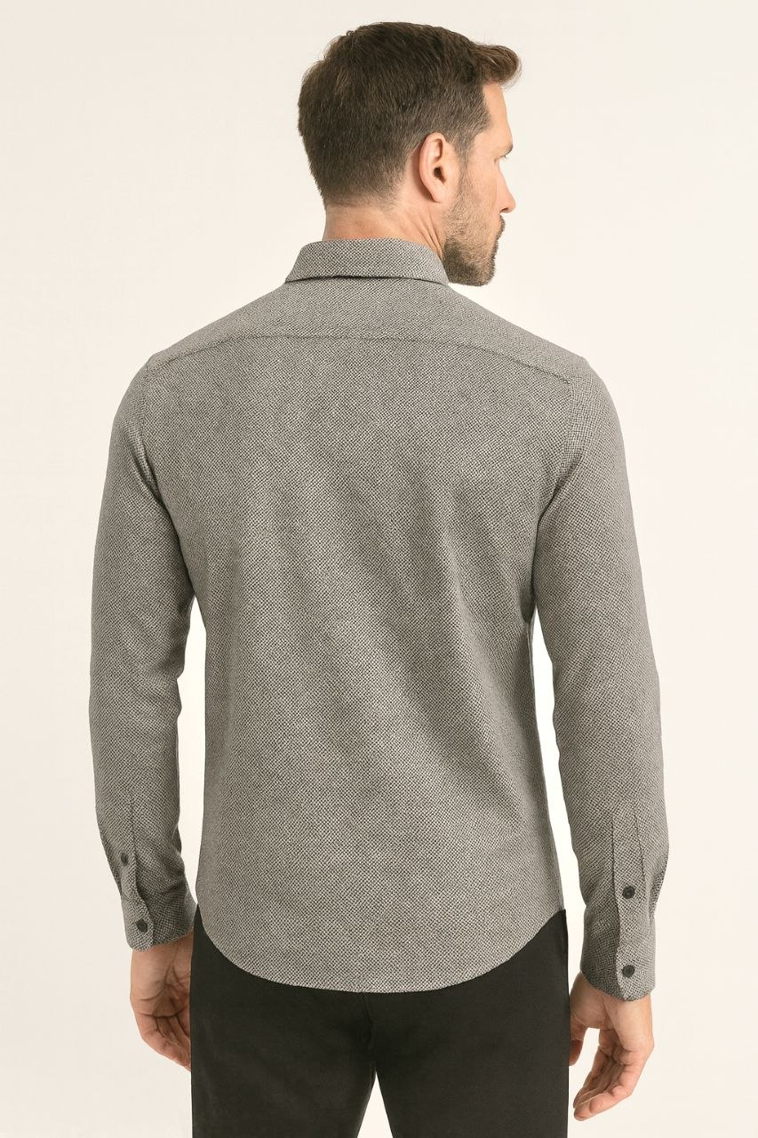 Charcoal micro-weave shirt in PENY KS | Flamingo Fits