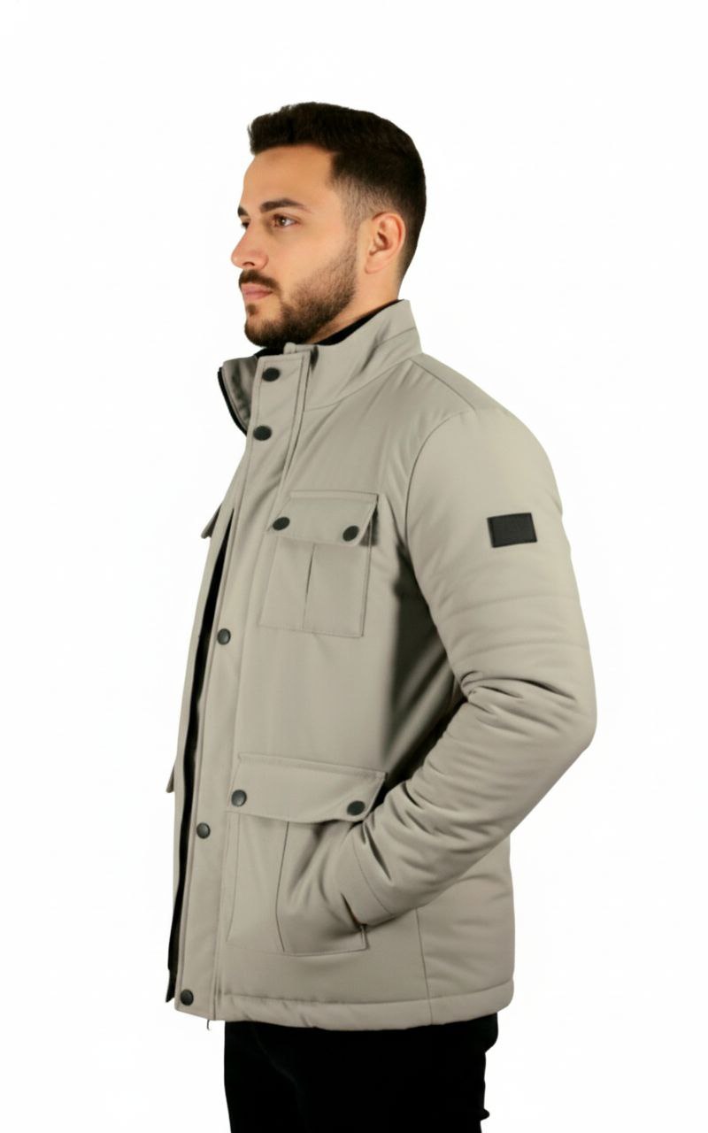 Grey safari waterproof jacket in grey | Flamingo Fits