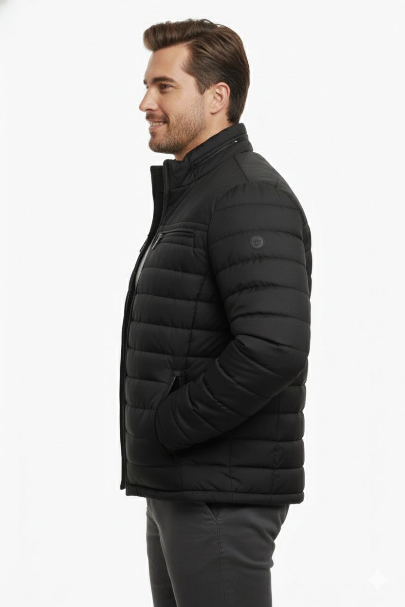 Black Bigsize Quilted Bomber Jacket