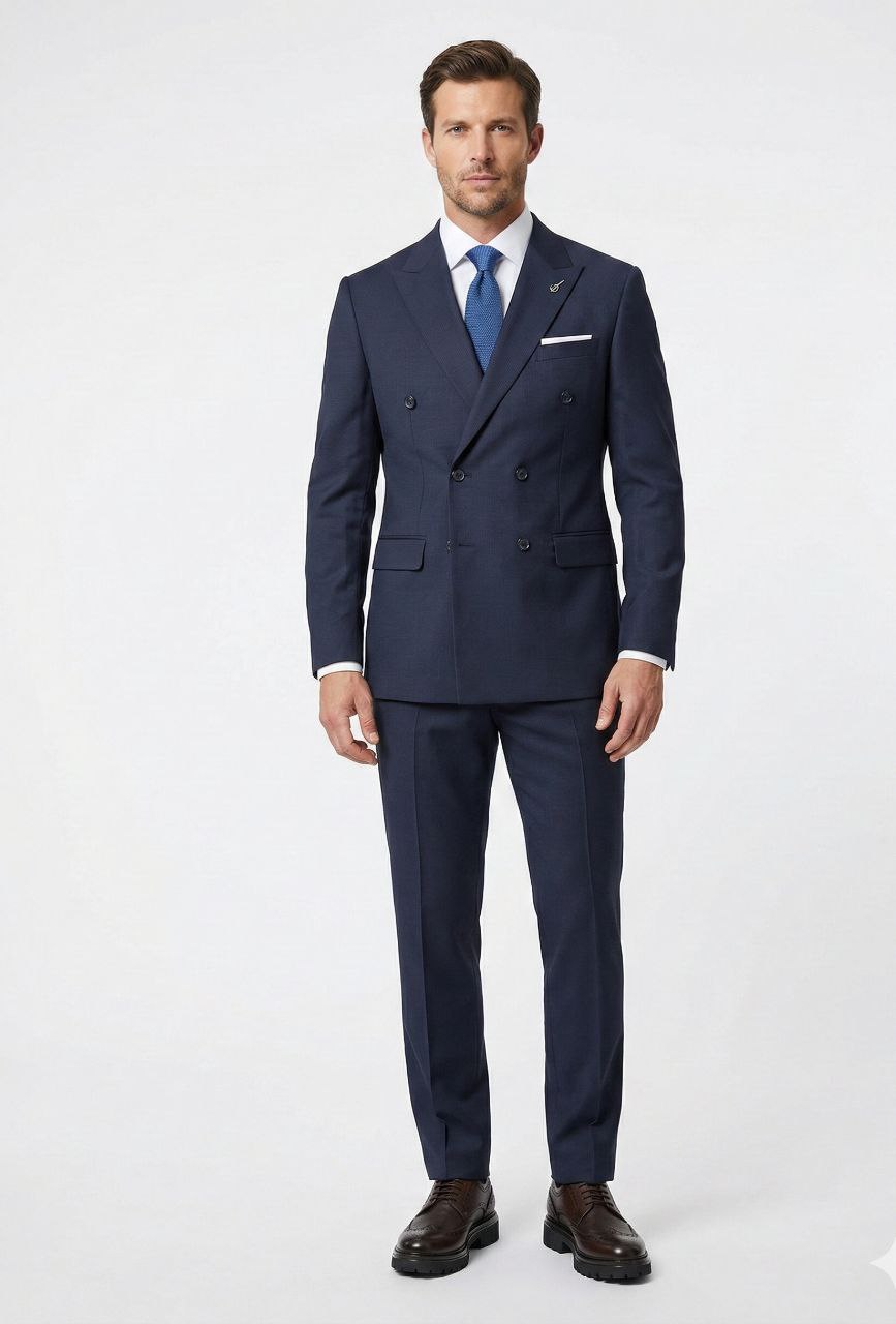 Midnight navy double-breasted suit in navy | Flamingo Fits