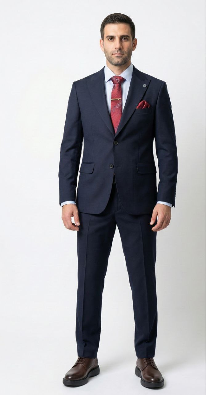 Navy Peak Lapel Suit