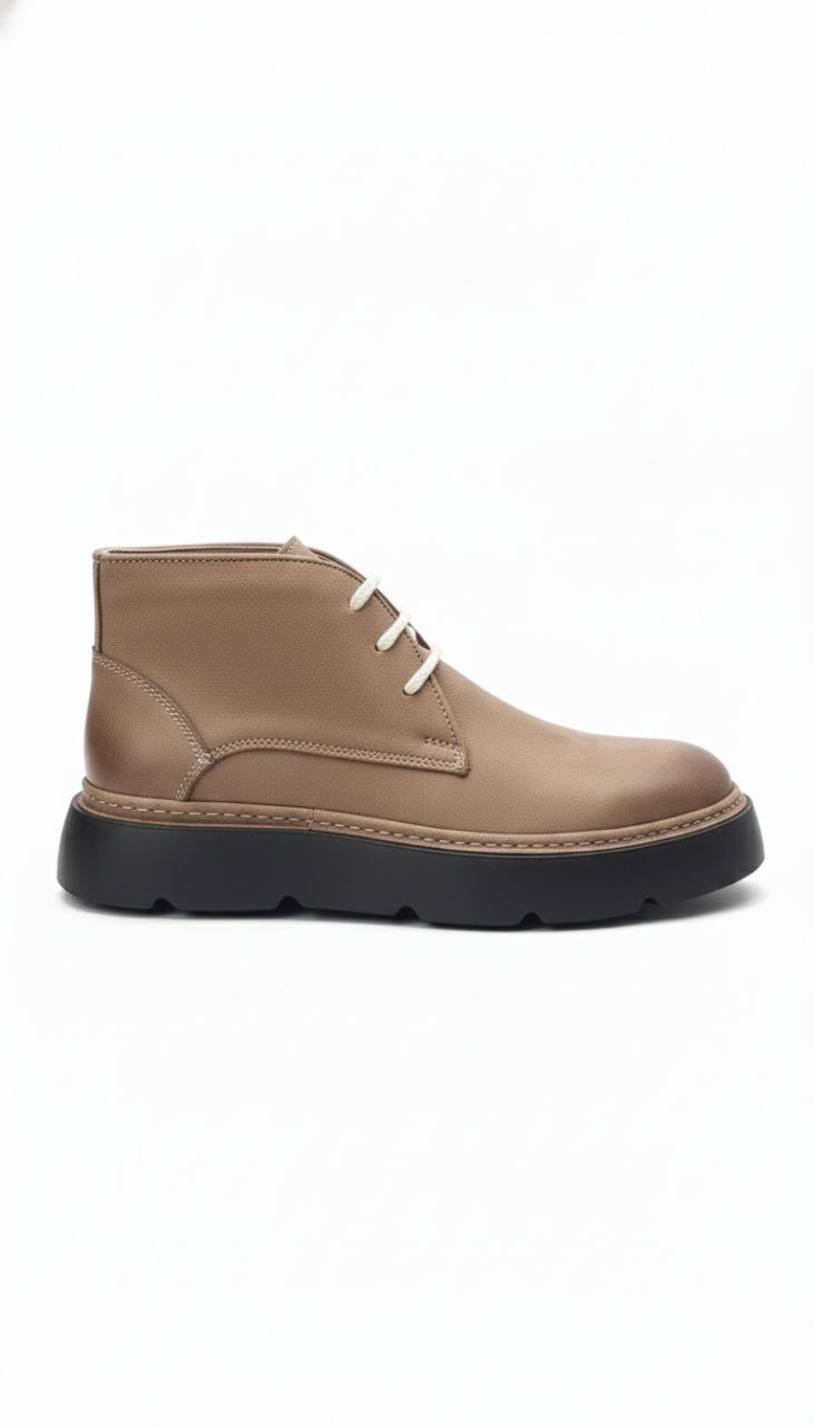 Beige laced casual chelsea boot in beij | Flamingo Fits