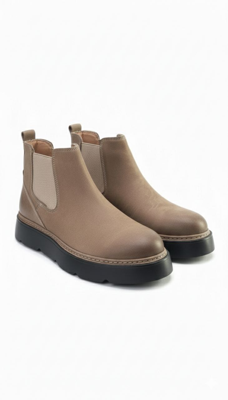 Beige casual chelsea boot in beij | Flamingo Fits